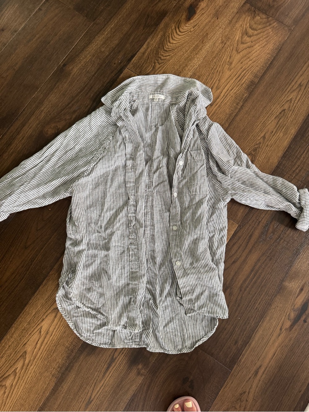 Z Supply White and Black Pinstripe Button Down Shirt